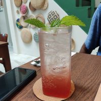 Lychee spritzer - give it a good stir before drinking at Kommune Lebuh Victoria in Penang