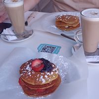 Pancakes with jam and strawberry. Pancakes with Biscoff and bananas at La Crème Creperie  in Alicante