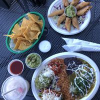 Taquitos, taco enchilada combo plate  at El Cantaro Vegan Mexican Restaurant in Monterey