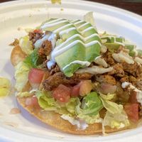Tostada Chick’n  at El Cantaro Vegan Mexican Restaurant in Monterey