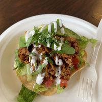 Chicken tostada   at El Cantaro Vegan Mexican Restaurant in Monterey