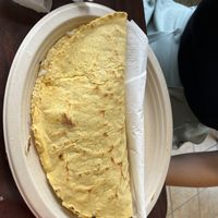 Large steak quesadilla (great, but taste of fake meat and cheese means you only want a few bites).   at El Cantaro Vegan Mexican Restaurant in Monterey