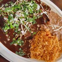 Mole enchiladas at El Cantaro Vegan Mexican Restaurant in Monterey