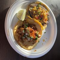 Fish taco / chicken taco  at El Cantaro Vegan Mexican Restaurant in Monterey