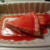 strawberry cheesecake! Yes! at El Cantaro Vegan Mexican Restaurant in Monterey