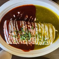 Wet burrito with steak at El Cantaro Vegan Mexican Restaurant in Monterey