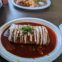Wet BBQ chickn burrito at El Cantaro Vegan Mexican Restaurant in Monterey