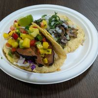 Fish and mushroom tacos at El Cantaro Vegan Mexican Restaurant in Monterey