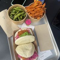 Fancy Tofu Bao with Edamame and sweet potato friess  at Bao Bar 1040 in Vienna