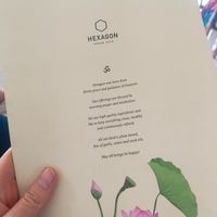 Frontpage of the menu at Hexagon in Koh Phangan