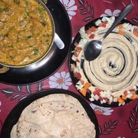 Soya Masala, hummus plate and chapati  at Siblings Cafe in Arambol
