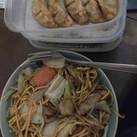 Tofu chow mein and vegetable gyozas at Veggie Garden  in Harrogate