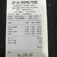 Receipt   at Sri Mu Saravana Bhavan  in Koratty
