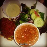 raw lasagna,  tomato bisque,  Caesar salad at Premier Raw in Round Rock