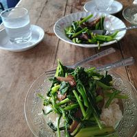 This was only round one. 3 more dishes arrived. at Jay Vegetarian for Health - อาหารเจเพื่อสุขภาพ in Chiang Mai