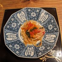 Gluten free rice pasta fresh tomato sauce at Da Maede & Lapis in Kyoto