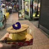 Cookie ice cream sandwich with sea salt ice cream  at COCO MANGO in Chiang Mai