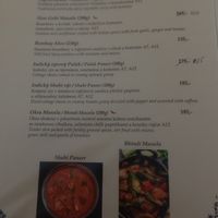 Menu at Golden India in Kolin