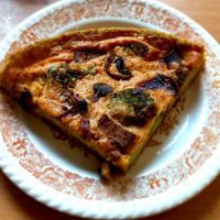 Quiche with mushrooms and broccoli at Les Belles Âmes Pâtisserie in Lyon