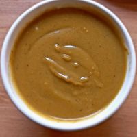 Vegetable soup with cauliflower and potatoes at Les Belles Âmes Pâtisserie in Lyon