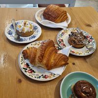 Citron Tart, Pain au Chocolate, Berry Crumble, Choc Ganache, & Croissant at Les Belles Âmes Pâtisserie in Lyon