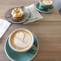 Oat capu and lemon tart at Les Belles Âmes Pâtisserie in Lyon