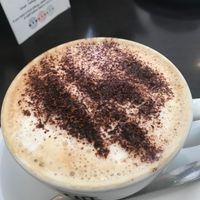 Soya cappuccino with chocolate on top at Cool River Cafe in Matlock