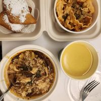 beignets, alfredo pasta, gumbo, turmeric punch at 73 Farm - Pop Up in Washington
