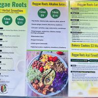 Menu  at Reggae Roots Alkaline Smoothie Juice & Tea Bar in Jacksonville
