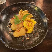 Baked banana with mangoe sorbet at TO KYO in Ulm