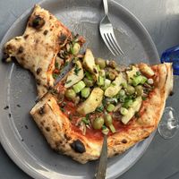 Vegan pizza. Thx 12H03 for this little work of art.  at Pizza Bar 12h03 in Les Sables-dolonne