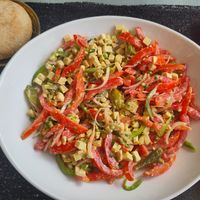 Dish called tomatofu at Ksalad in Ouagadougou
