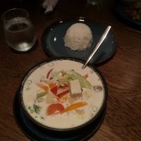 Tom Kha soup with rice at Thai Keflavik in Keflavik