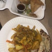 aloo gobi, samosas, paratha   at Tandoori Flame & Indian Grill in Seattle