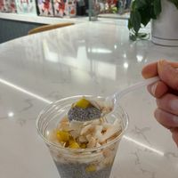 Mango Coconut Chia Pudding (labeled vegan) at Lululemon Fuel Space in Bloomington