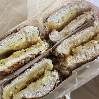 Bagel with garlic and olive oil  at Cafe Argento in Seattle