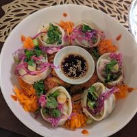 Korean dumplings. Absolutely delicous at Mary's Vegetarian Cafe LLC & BIstro in Berkeley Springs