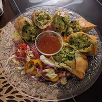 The famous avocado egg rolls. My pic doesn't do it justice at Mary's Vegetarian Cafe LLC & BIstro in Berkeley Springs