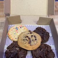 Vegan Birthday Cake Cookie, Vegan Double Chocolate Chunk Cookie, Vegan Chocolate Chunk Cookie  at Insomnia Cookies in Mobile
