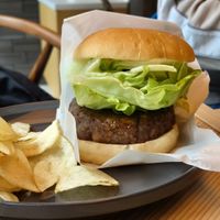 Soy burger at Cafe Tea Terrace in Kyoto