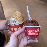 The one on right is a chocolate sorbetto at Papalani Gelato in Koloa