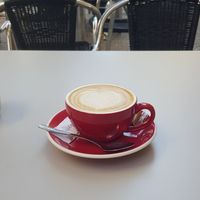 Vegan cappuccino at Cafeteria Tokio Barcelona in Barcelona