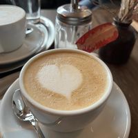 Oatly Cappuccino   at Aufzug Café in Vienna
