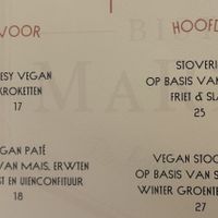 Vegan menu at Bistro MaReine in Deinze