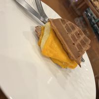 Vegan egg and cheese waffle sandwich   at Cloud Parlor Speakeasy Cafe in Cocoa Beach