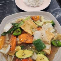 Stir fry with tofu and rice. Not great at Saigon Sisters in Thomastown