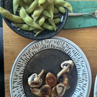 Edamame und Champions in Teriyaki Sauce at EBI 03 in Vienna