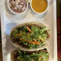 VEGETARIANO TACO
A Mixture of different types of beans, lentils & quinoa cooked with garlic, onion, capsicum, herbs & Mexican chillis made into patties.  at El Mexicano Zapata Express in Rotorua