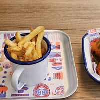 Plant Based no bacon patriotic burger with buffalo cauliflower florets #Veganuary at BrewDog   in Perth