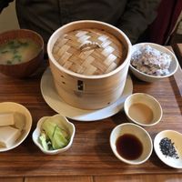 Steamed seasonal vegetables lunch plate at Ageha Relax Cafe in Kobe